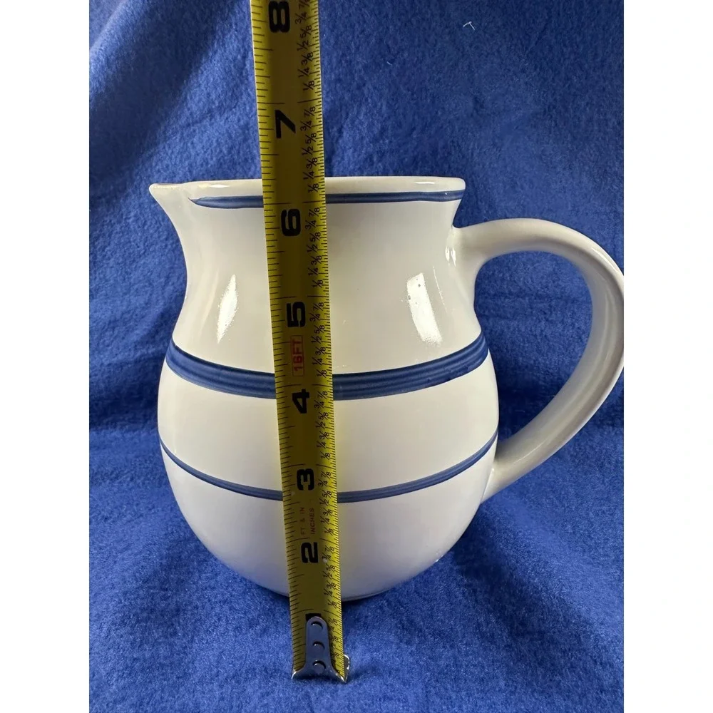 Nautica China Vintage NAVY BLUE Signature pattern 48‎ oz. Water/Lemonade PITCHER